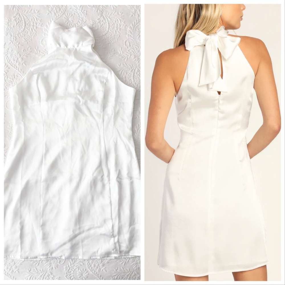 NWOT Lulus Infinite Admiration White Satin Halter Mini Dress Xlarge